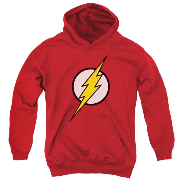 JLA/Flash Logo Youth Pull-Over Hoodie in Red