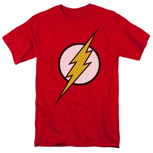 JLA/Flash Logo Short Sleeve Adult T-Shirt 18/1 in Red